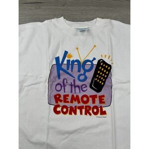 Vintage King of the Remote Control Shirt Mens XL Single Stitch USA Graphic 90s
